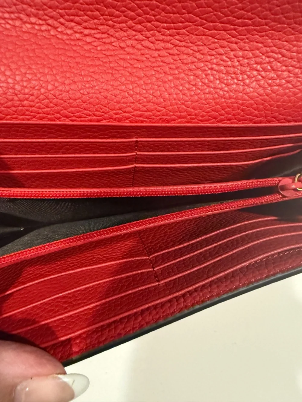 Marmont Continental Flap Wallet Red Pebbled Leather